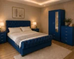 Complete King Size Bed Package - 2 Door Mirror Wardrobe With Bottom Drawer - Five Drawer Chest - Bedside Table Set - Image 4