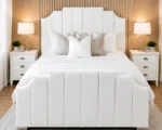 White Arizona Prestige Double Bed - Modern Upholstered Bed Frame-Double Bed(160*200cm)with Mattress
