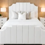 White Arizona Prestige Double Bed - Modern Upholstered Bed Frame-Double Bed(160*200cm)with Mattress