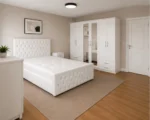 Complete King Size Bedroom Furniture Set - Six Door Wardrobe With Four Drawer - Chest of Five Drawers With Two Bed Side Table - Image 3