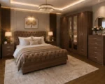 King Size Bed Bedroom Furniture Collection - Six Door Wardrobe With Four Drawer - Chest of Five Drawers With Two Bed Side Table