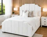 White Arizona Prestige Double Bed - Modern Upholstered Bed Frame-Double Bed(160*200cm)with Mattress - Image 2