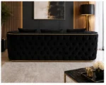 Luxury Black Chesterfield 3 Seater Sofa with Gold Trim | Velvet Sofa UK - Image 5