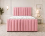 Rose Pink 6ft Super King Bed – Luxury Upholstered Headboard with Mattress - Image 2