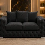Luxury Charcoal 2 Seater Sofa – Elegant Deep Buttoned Design