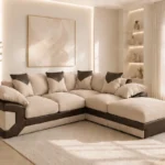Premium Dino 5 Seater Corner Sofa in Beige - Elegant Leather Touch Finish