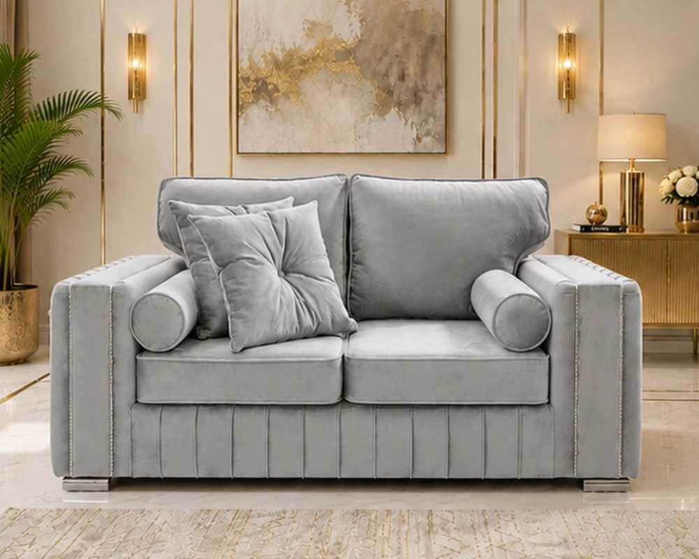 1 Luxury Modern Living Room 2 Seater Sofa Design Elegant 2 Seater Sofa - Modern Light Grey Sofa Collection - Image 1