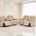 Beige Roma Recliner Sofa Set 3+2 – Luxury Leather Living Room Suite
