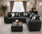 Luxury Charcoal Corner Sofa L Shape – Premium Plush Sofa with Elegant Tufted Detailing - Image 2