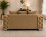 Oak 2 Seater Sofa - Luxury Quilted Button Tufted Fabric Sofa - Image 4