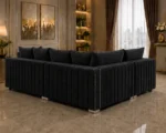 Black Corner Sofa Suite - Stylish L Shape Living Room Furniture - Image 4