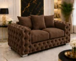 Walnut 2 Seater Sofa – Luxury Tufted Style, Plush Fabric & Elegant Home Seating - Image 2