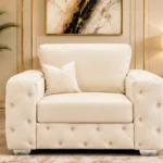 Cream 1 Seater Sofa - Elegant Plush Accent Chair with Luxury Detailing