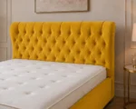 Mustard Yellow Double Oxford Bed with Mattress – 4ft 6in Luxury Upholstered Design - Image 3