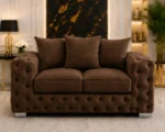 Walnut 2 Seater Sofa – Luxury Tufted Style, Plush Fabric & Elegant Home Seating