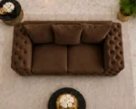 Walnut 2 Seater Sofa – Luxury Tufted Style, Plush Fabric & Elegant Home Seating - Image 3