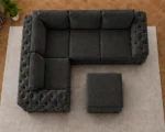 Modern Charcoal 4 Seater Corner Sofa with Tufted Design - Stylish L-Shape Sofa with Deep Cushion Comfort - Image 3