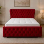 Cherry Red Oxford Super King Bed – Stylish 6ft Upholstered Design with Comfortable Mattress