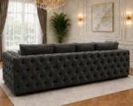 Modern Charcoal 4 Seater Corner Sofa with Tufted Design - Stylish L-Shape Sofa with Deep Cushion Comfort - Image 4