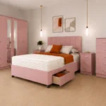 Elegant Pink Bedroom Furniture Set – King Size Bed & Storage
