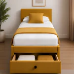 Golden Single Divan Bed with Mattress & Drawers – 3ft 90×190cm