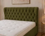 Moss Green King Oxford Bed – Stylish 180 × 200 cm Upholstered Design with Mattress - Image 3