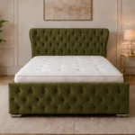 Teal Green Luxury Double Oxford Bed – Contemporary Upholstered Frame with Mattress Included