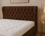 Espresso Brown Oxford Double Bed – Elegant Padded Headboard with Premium Mattress - Image 4
