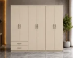 Elegant Wooden 6 Door Wardrobe with 2 Storage Drawers