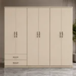 Elegant Wooden 6 Door Wardrobe with 2 Storage Drawers