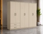 Elegant Wooden 6 Door Wardrobe with 2 Storage Drawers - Image 2