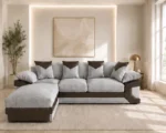 Dino 5 Seater Sofa in Light Grey - Contemporary Leather Touch Design - Image 2