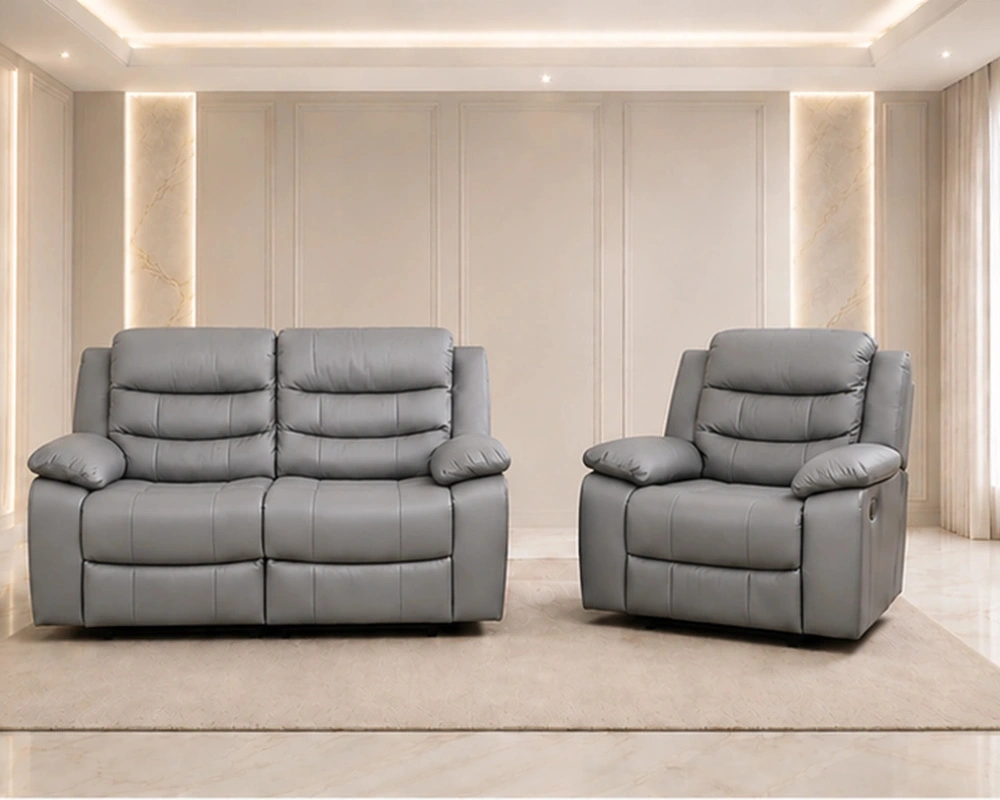 2 Contemporary Comfort – Roma 2+1 Seater Recliner Set Roma Recliner Sofa Set 2+1 Grey Color - Stylish Comfort for Every Home - Image 1
