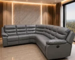 Roma 5 Seater Grey Leather Reclining Corner Sofa - Modern Lounge Furniture - Image 2