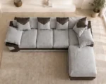 Dino 5 Seater Sofa in Light Grey - Contemporary Leather Touch Design - Image 3