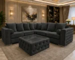 Luxury 5 Seater Dark Grey Corner Sofa - Modern Designer Living Room Sofa