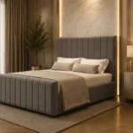 Elegant Grey 6ft Panel Bed – Sophisticated Super King Bedroom Frame