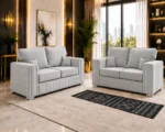 Modern Light Grey 3 and 2 Seater Sofa Suite – Luxury Upholstered Sofa Set - Image 2