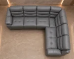 Roma 5 Seater Grey Leather Reclining Corner Sofa - Modern Lounge Furniture - Image 3