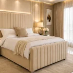 Luxury Warm Beige King Bed – Stylish 180×200cm Panel Frame for Contemporary Bedrooms