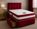 Red Single Divan Bed with Mattress & Drawers – 3ft (90 × 190 cm) - Image 2