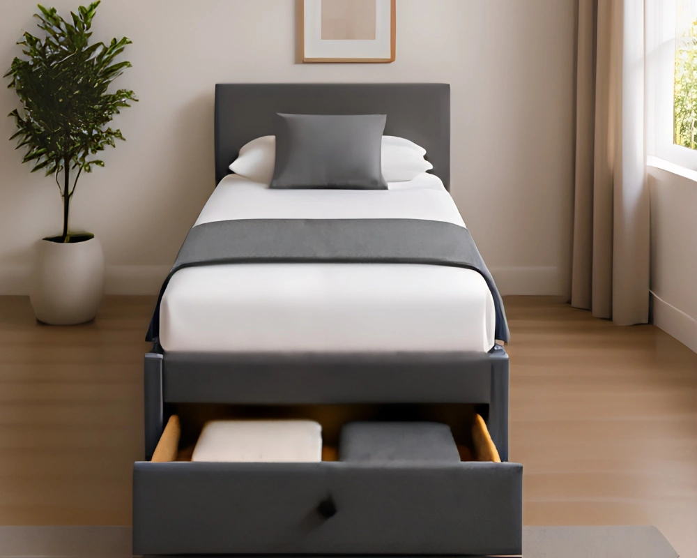 22 Elegant Grey 3ft Single Bed Stylish Grey 3ft Divan Bed with Underbed Storage – Mattress Included - Image 1
