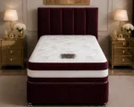 Rich Maroon Single Divan Bed 3ft – Mattress & Drawers-Deep Wine Single Divan – 90×190cm