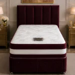 Rich Maroon Single Divan Bed 3ft – Mattress & Drawers-Deep Wine Single Divan – 90×190cm