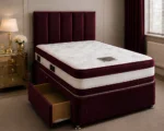 Rich Maroon Single Divan Bed 3ft – Mattress & Drawers-Deep Wine Single Divan – 90×190cm - Image 2