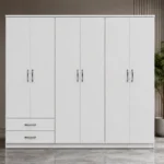 6 Door Wardrobe Furniture with 2 Drawers Stylish Bedroom Storage