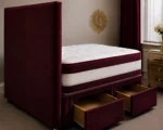 Rich Maroon Single Divan Bed 3ft – Mattress & Drawers-Deep Wine Single Divan – 90×190cm - Image 4