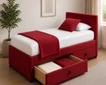 Bold Red Single Bed – Divan Base, Mattress & Storage Drawers-90*190cm - Image 3