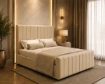 Sophisticated Beige Super King Bed – Luxury 6ft Panelled Bedroom Design - Image 4