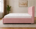Antique Rose Oxford Super King Bed – Stylish 6ft Padded Headboard with Mattress - Image 3